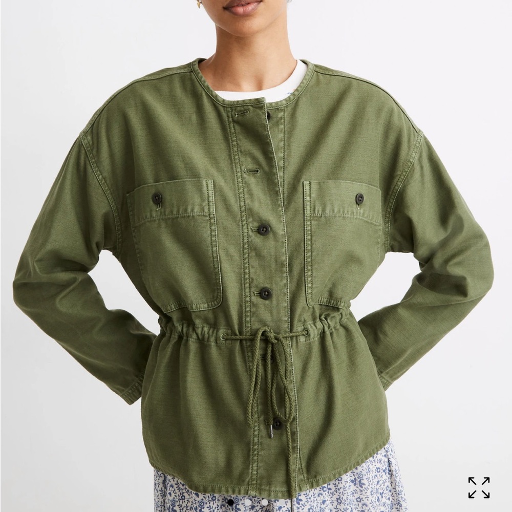 NWT Madewell Jacket Claremont Drawstring Patch Pocket Military Green Size Medium